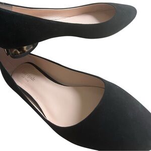 Gently Used - KATE SPADE - Black suede low pumps with tortoise trim heel-Size 9